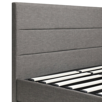 Nate Grey Gas Lift Storage Bed with LED - Double