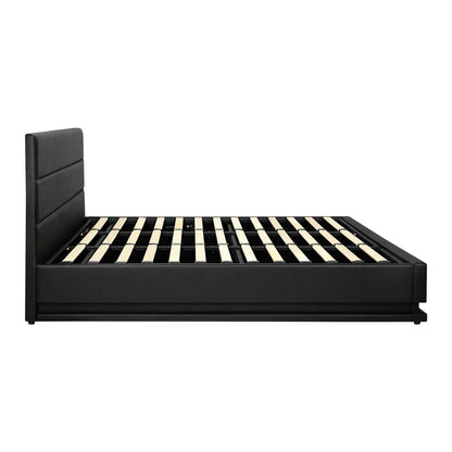 Nate Faux Leather Gas Lift Bed with LED - King
