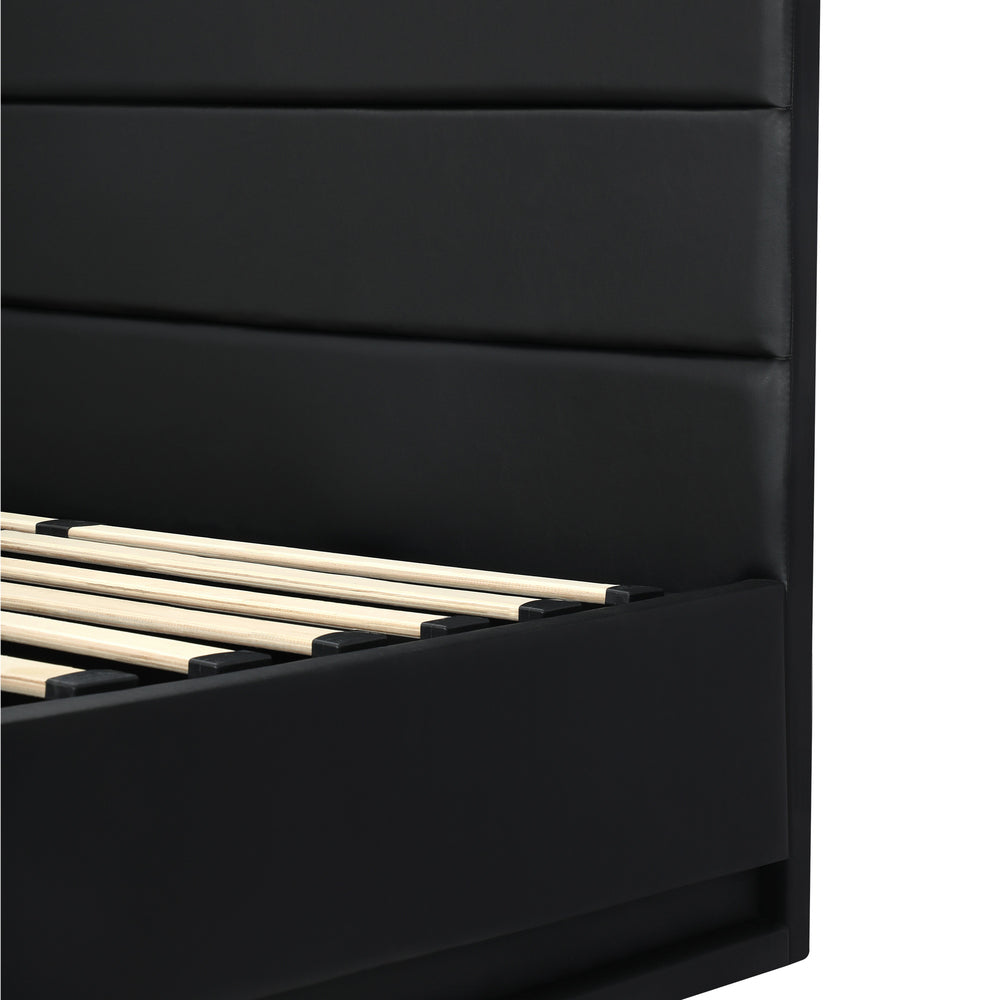 Nate Faux Leather Gas Lift Bed with LED - Queen