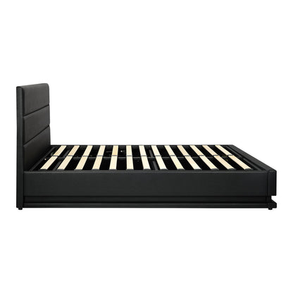 Nate Faux Leather Gas Lift Bed with LED - Queen