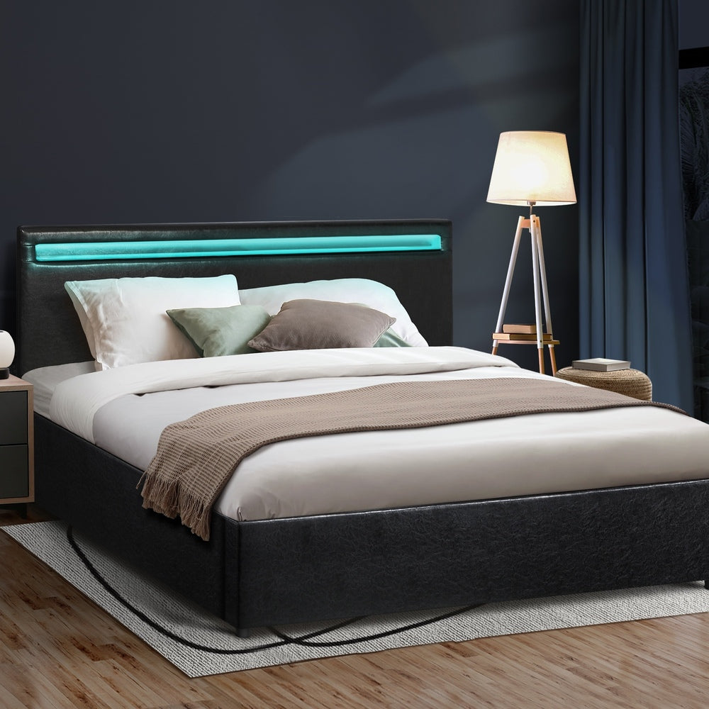 Black Colson LED Gas Lift Storage Bed - King