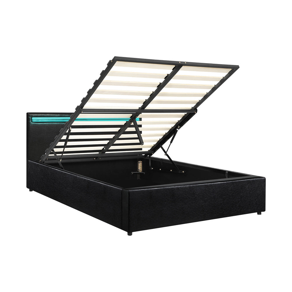 Black Colson LED Gas Lift Storage Bed - Queen