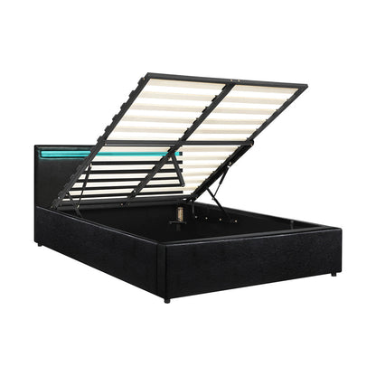 Black Colson LED Gas Lift Storage Bed - Queen