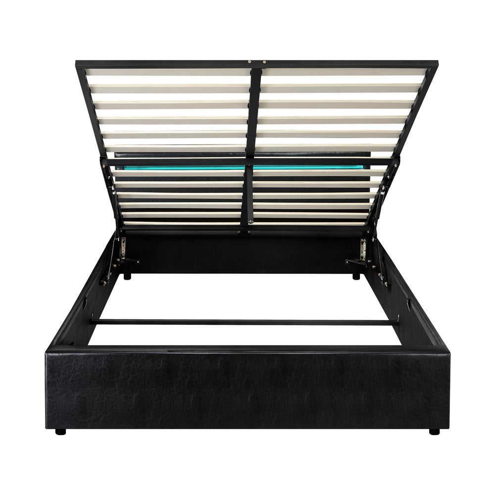 Black Colson LED Gas Lift Storage Bed - Queen