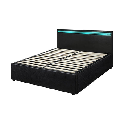 Black Colson LED Gas Lift Storage Bed - Queen