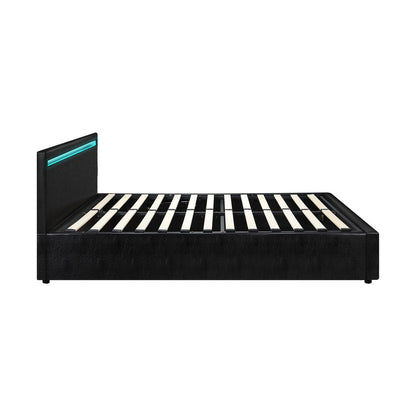 Black Colson LED Gas Lift Storage Bed - Queen