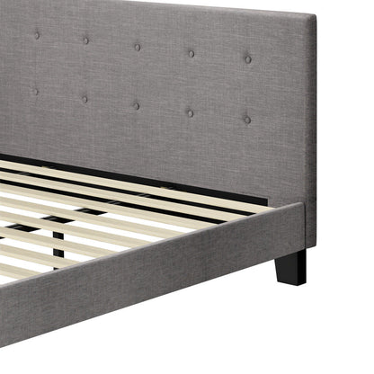 Grey Quiton Upholstered Bed Frame - King