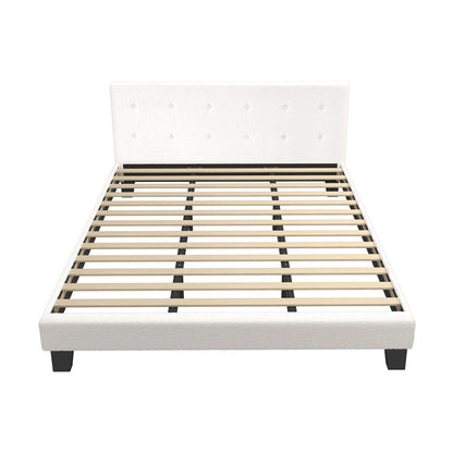 White Quiton Boucle Platform Bed - King