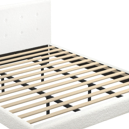 White Quiton Boucle Platform Bed - King