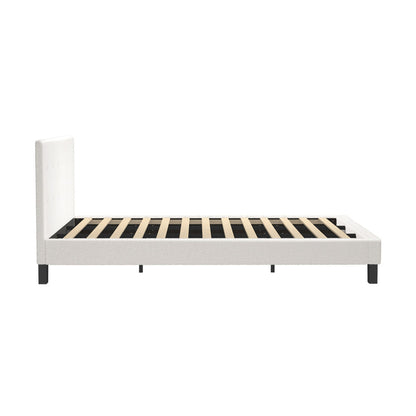 White Quiton Boucle Platform Bed - King