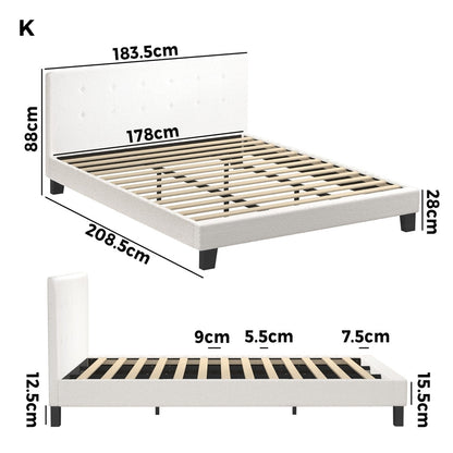 White Quiton Boucle Platform Bed - King
