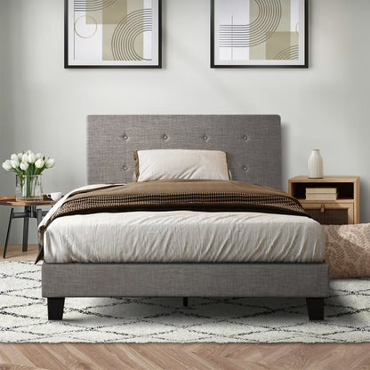 Grey Quiton Upholstered Bed Frame - King Single