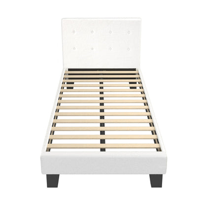 White Quiton Boucle Platform Bed - King Single