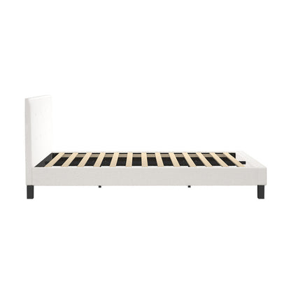 White Quiton Boucle Platform Bed - King Single