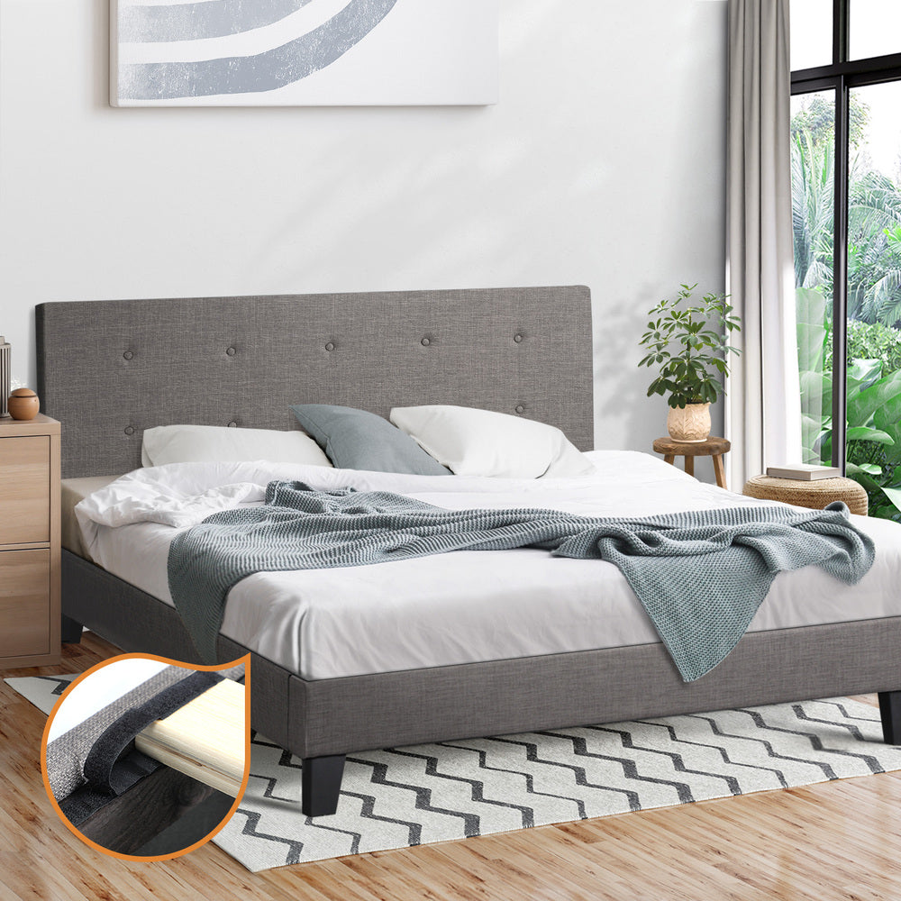 Grey Quiton Upholstered Bed Frame - Queen