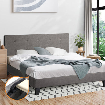 Grey Quiton Upholstered Bed Frame - Queen