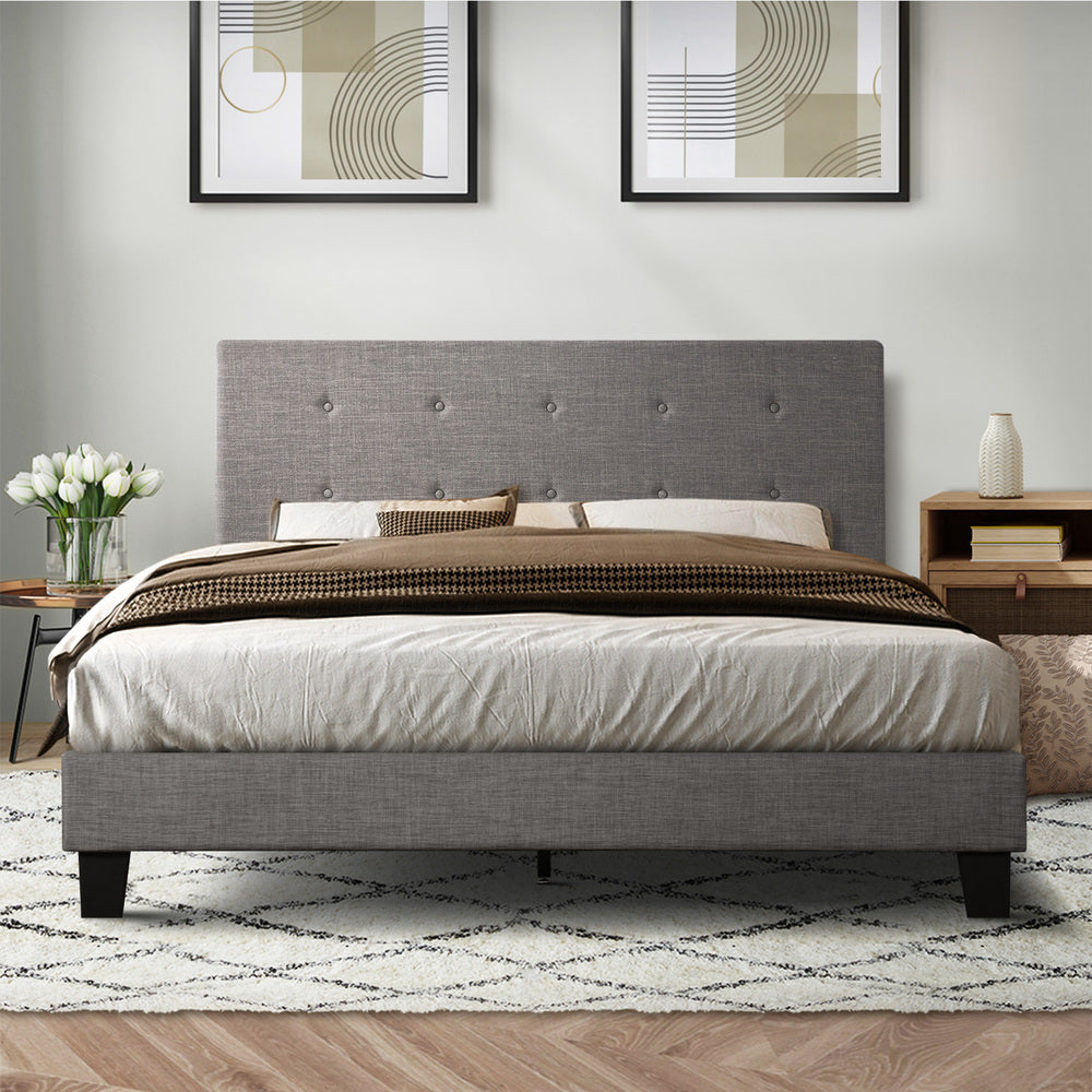 Grey Quiton Upholstered Bed Frame - Queen