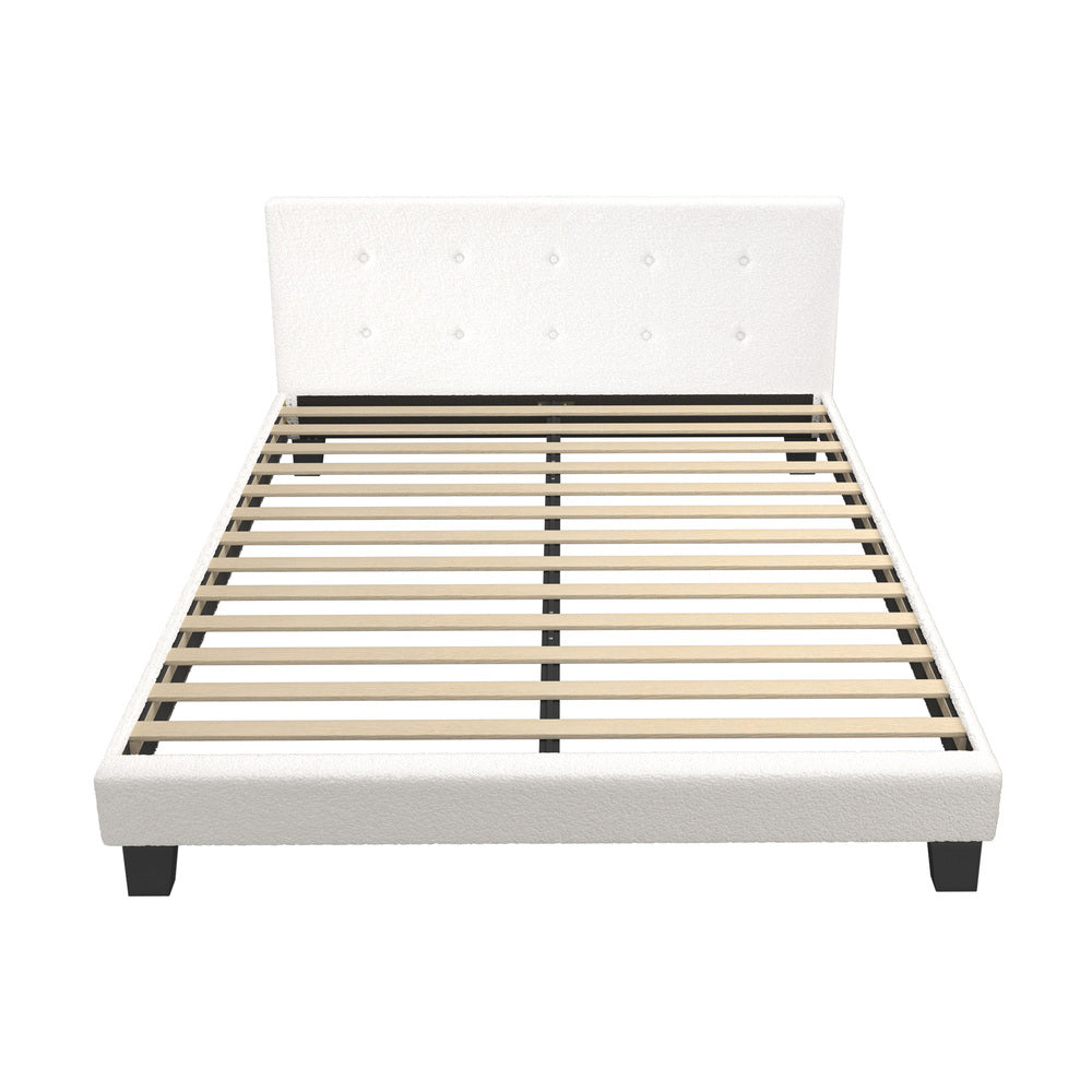 White Quiton Boucle Platform Bed - Queen