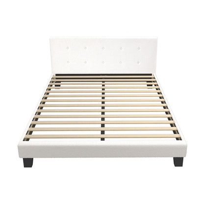 White Quiton Boucle Platform Bed - Queen