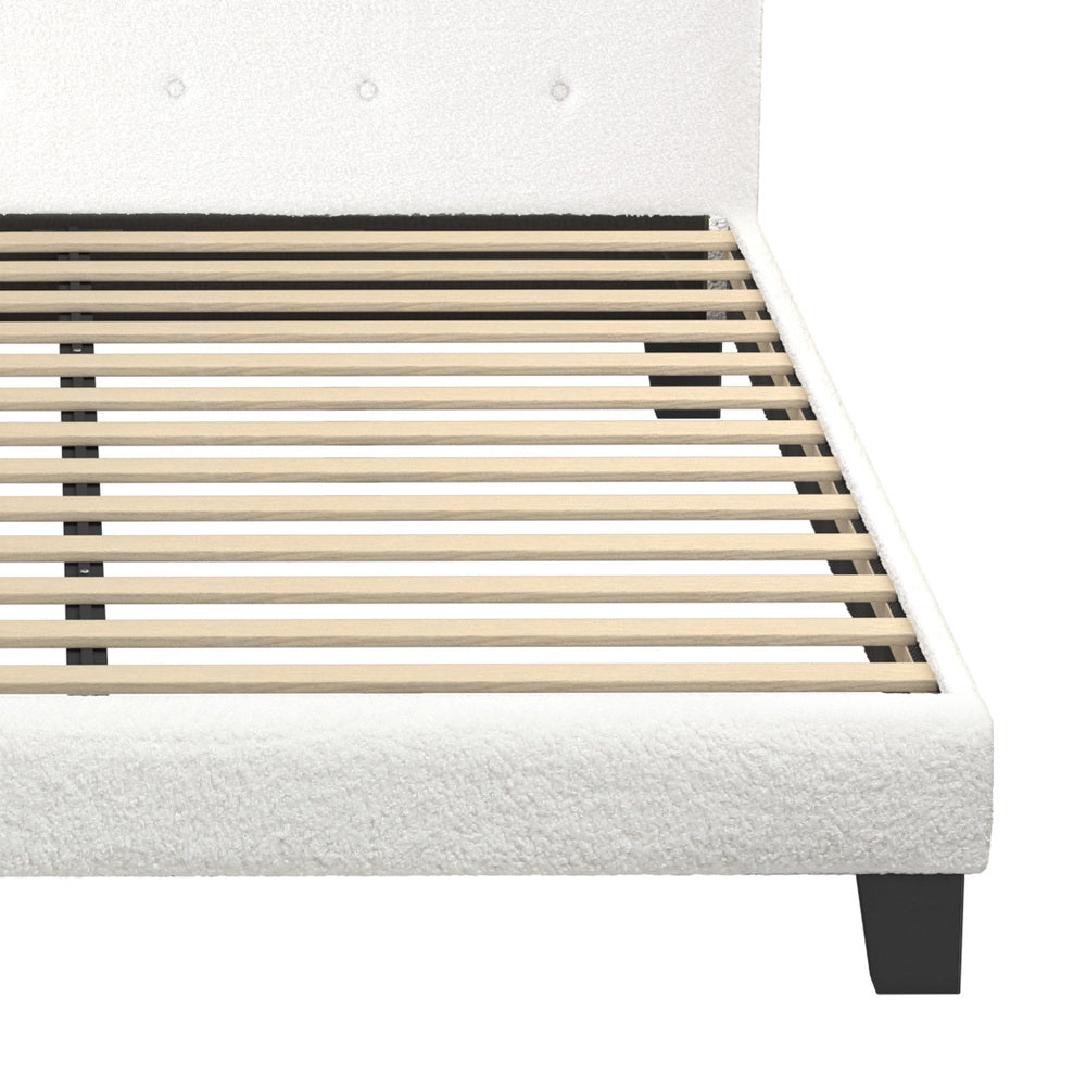 White Quiton Boucle Platform Bed - Queen