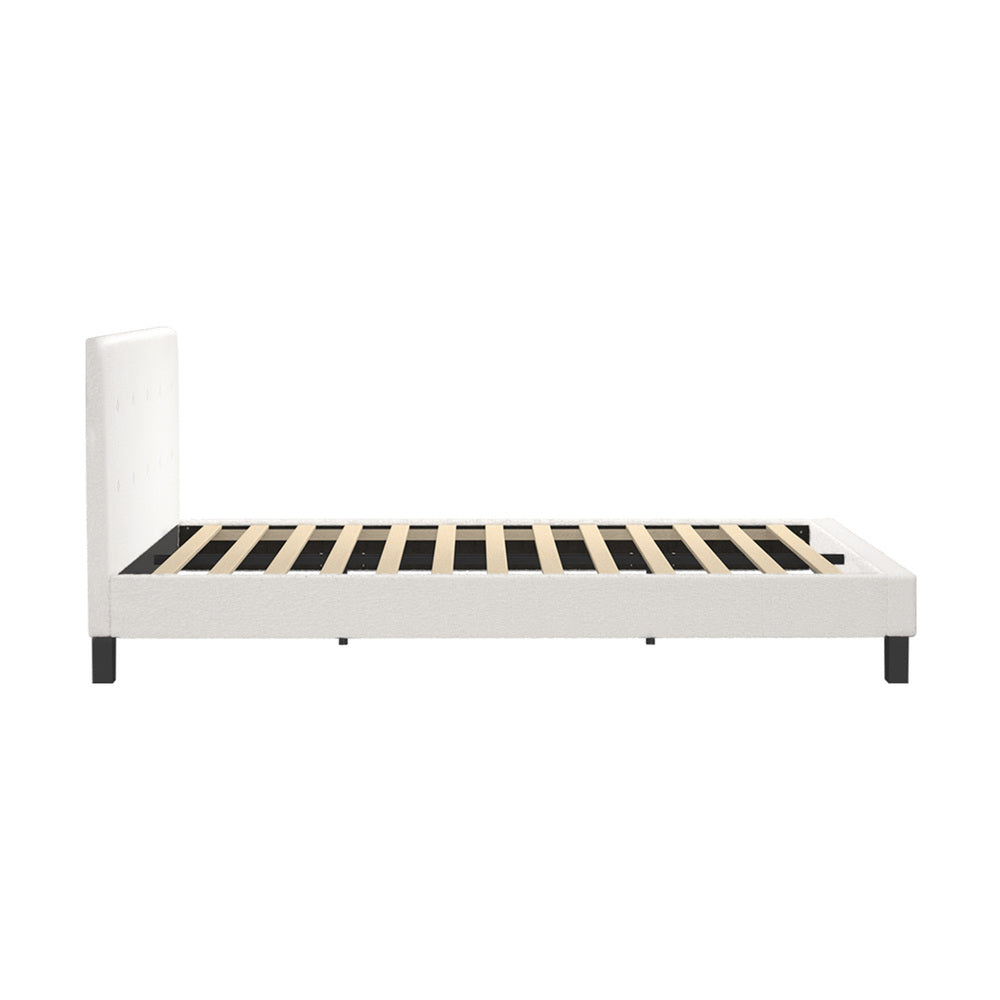 White Quiton Boucle Platform Bed - Queen