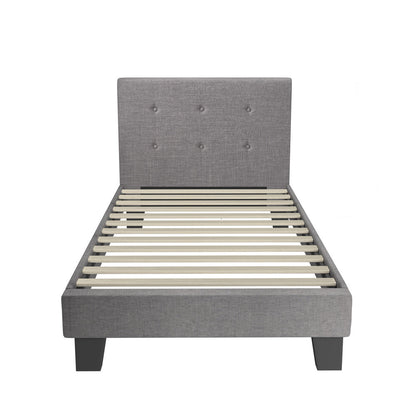 Grey Quiton Upholstered Bed Frame - Single