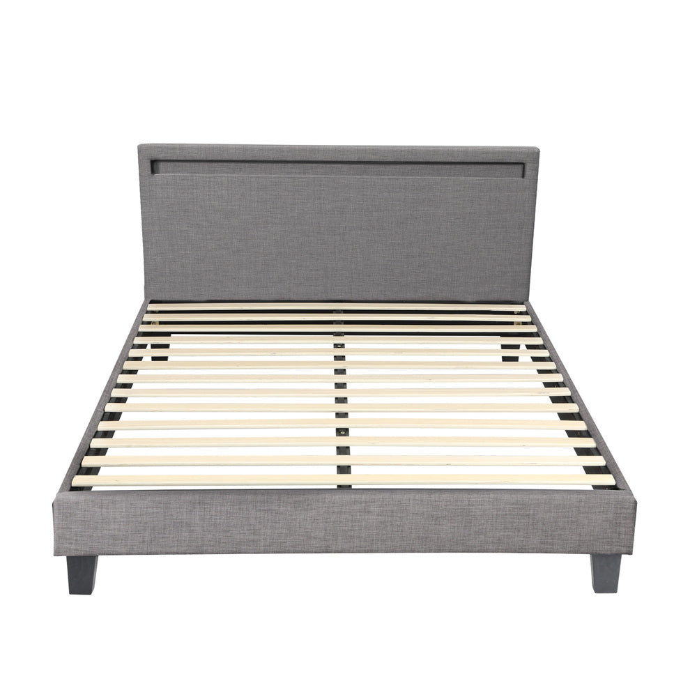 Lambeau Upholstered Bed Frame with LED - Double
