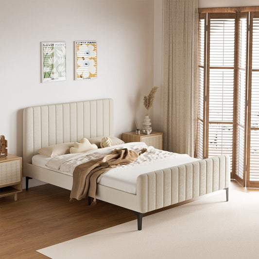 Emily Beige Bed - Double