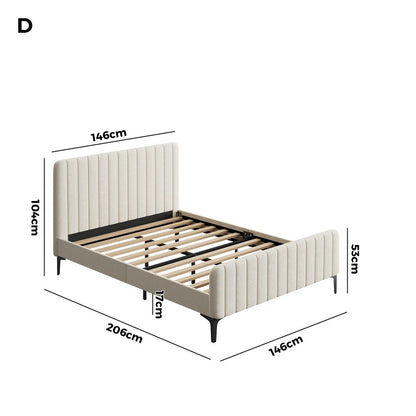 Emily Beige Bed - Double