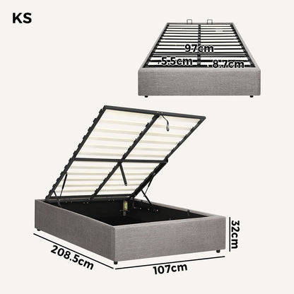 Larkham Grey Gas Lift Bed Base - King Single