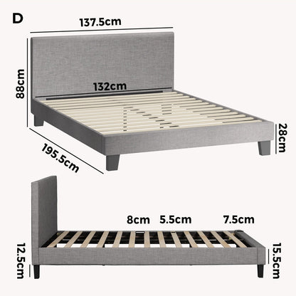 Demetrius Upholstered Bed Frame - Double
