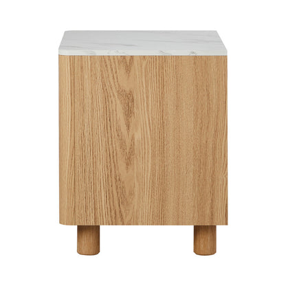 Coney Faux Marble Bedside Table