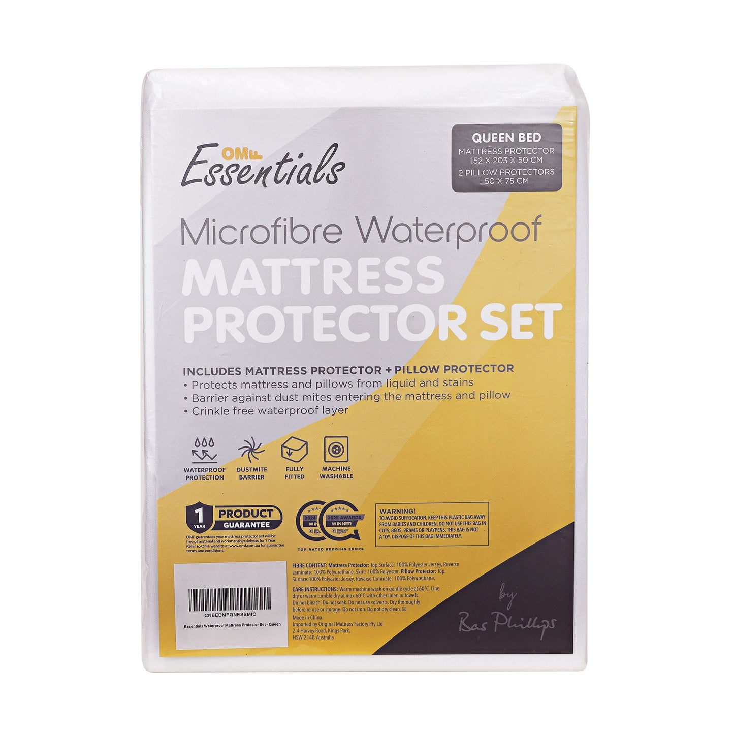 Essentials Microfibre Waterproof Mattress Protector Set - King Single