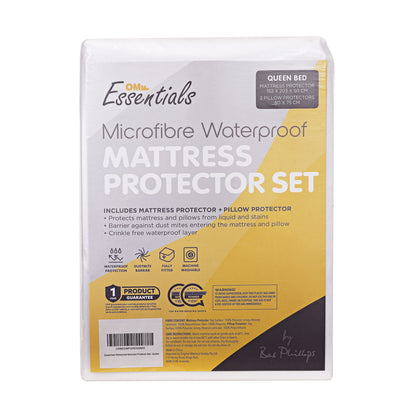 Essentials Microfibre Waterproof Mattress Protector Set - King Single