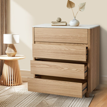 Coney Faux Marble 4 Drawer Chest Natural