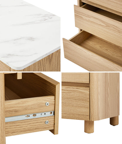 Coney Faux Marble 4 Drawer Chest Natural