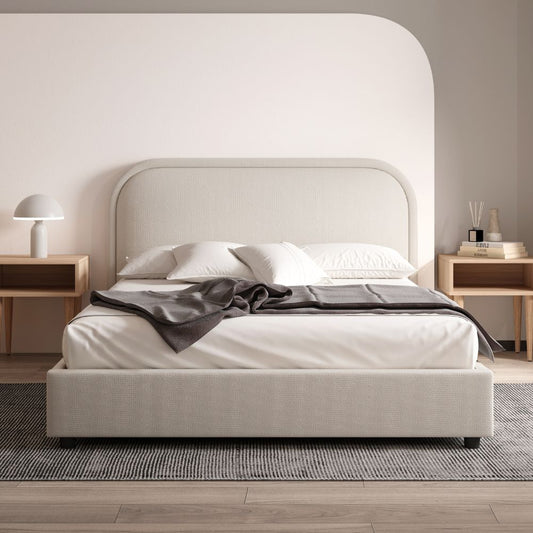 Lola Upholstered Bed Frame Cream Queen