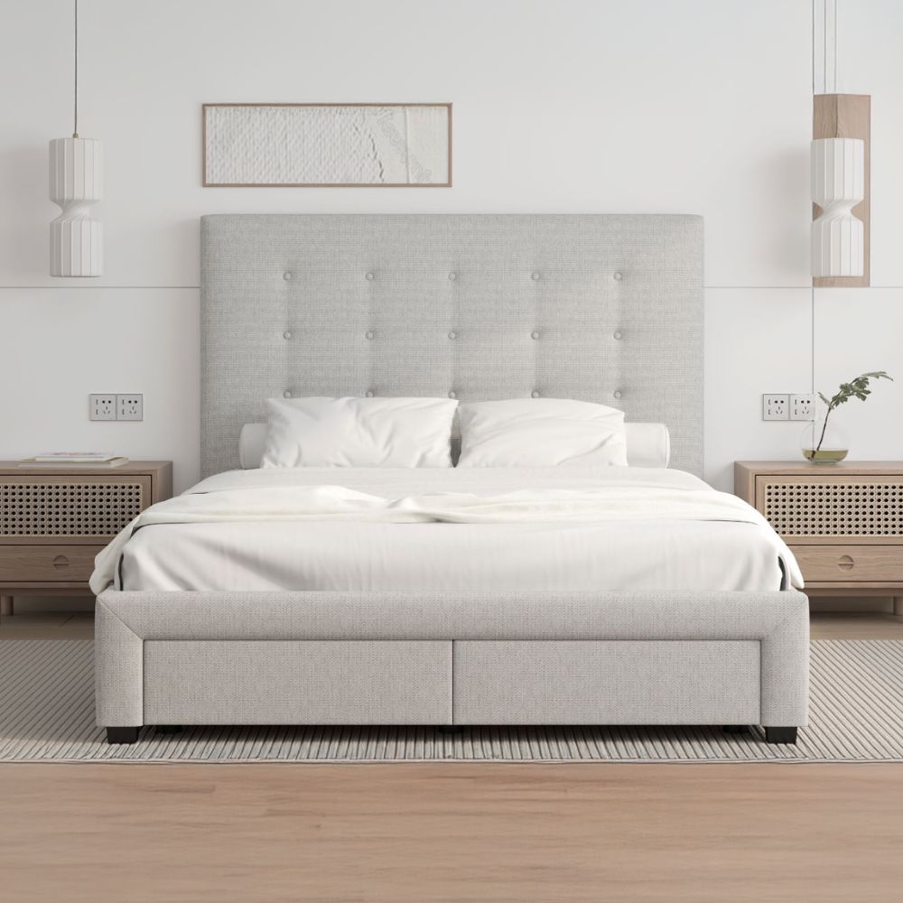 Torquay Storage Bed Frame With USB Pewter King