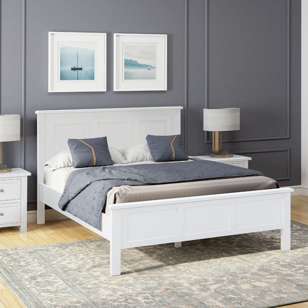 Hamptons V2 Bed Frame White King