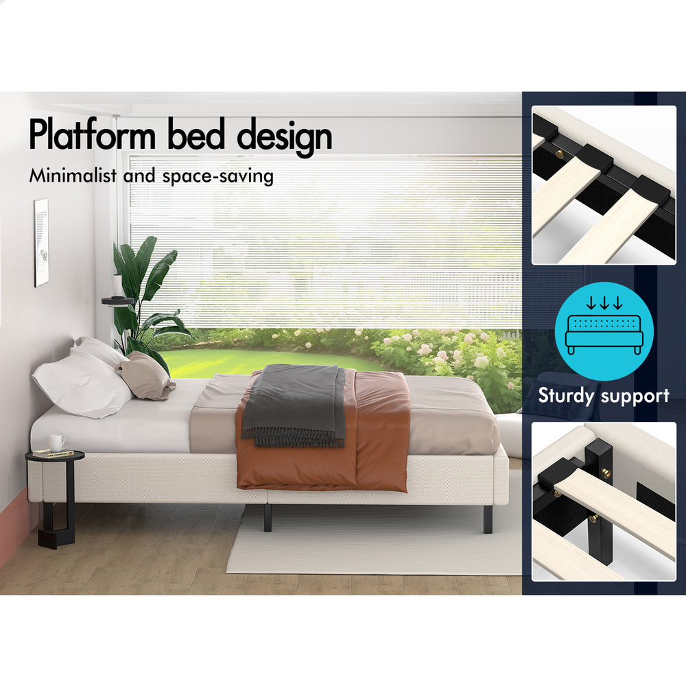 Maryam Upholstered Bed Base Beige