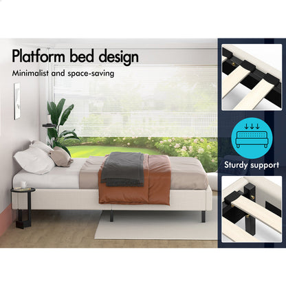 Maryam Upholstered Bed Base Beige