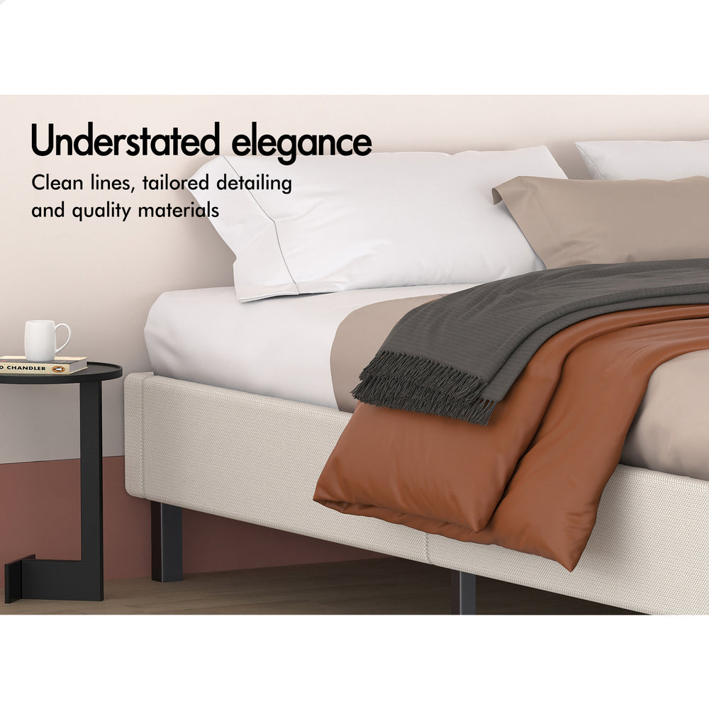 Maryam Upholstered Bed Base Beige