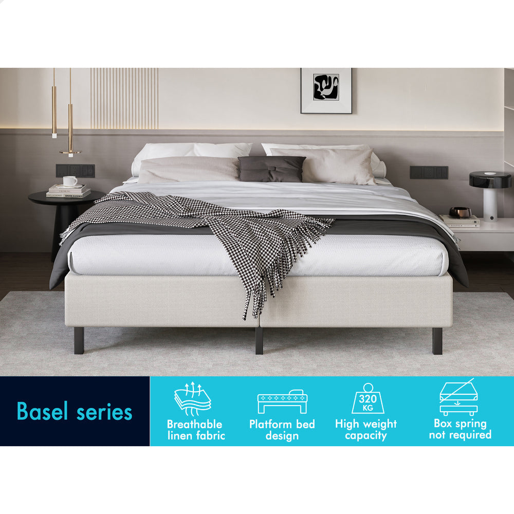 Maryam Upholstered Bed Base Beige
