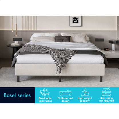 Maryam Upholstered Bed Base Beige