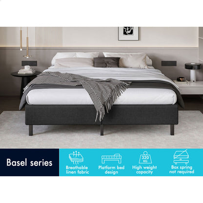 Maryam Upholstered Bed Base Charcoal