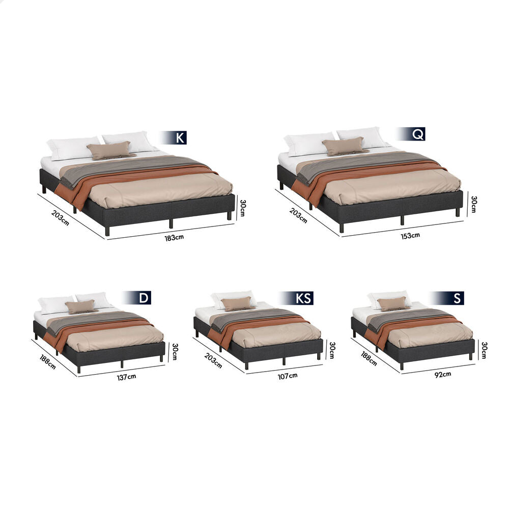 Maryam Upholstered Bed Base Charcoal