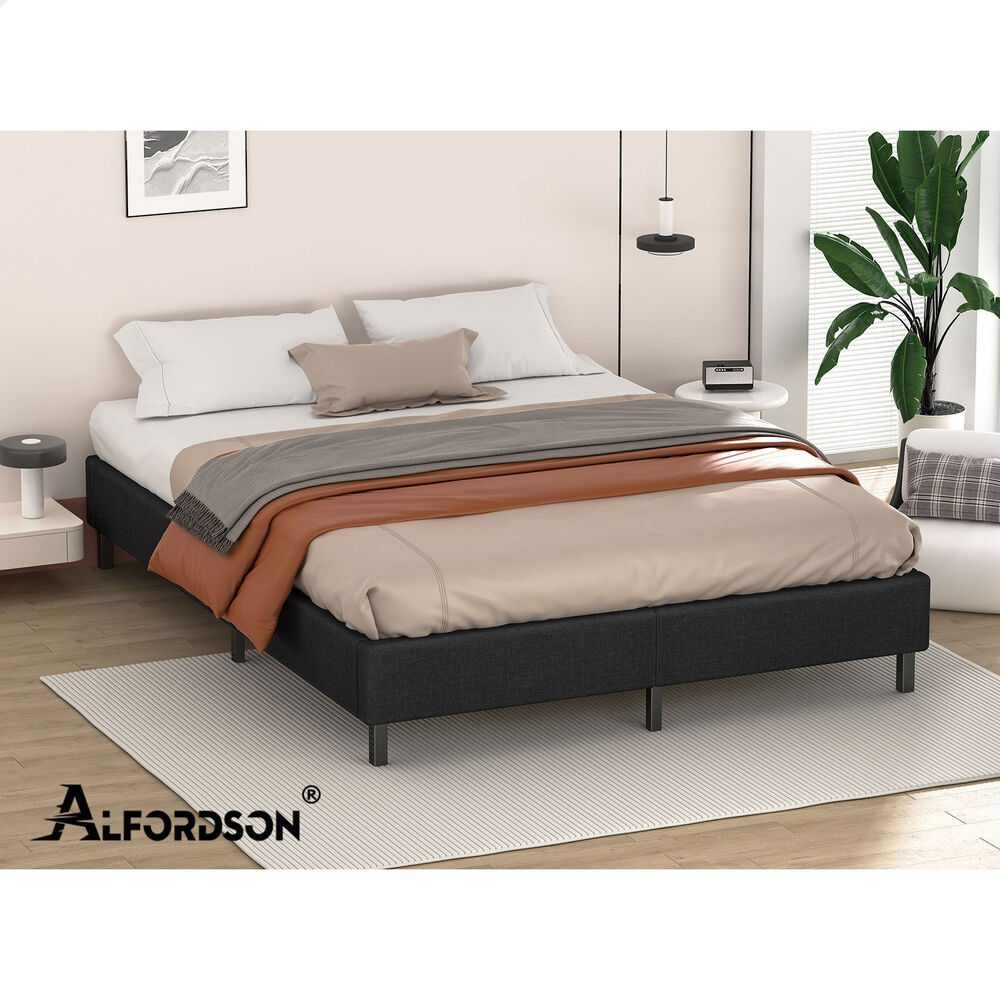 Maryam Upholstered Bed Base Charcoal