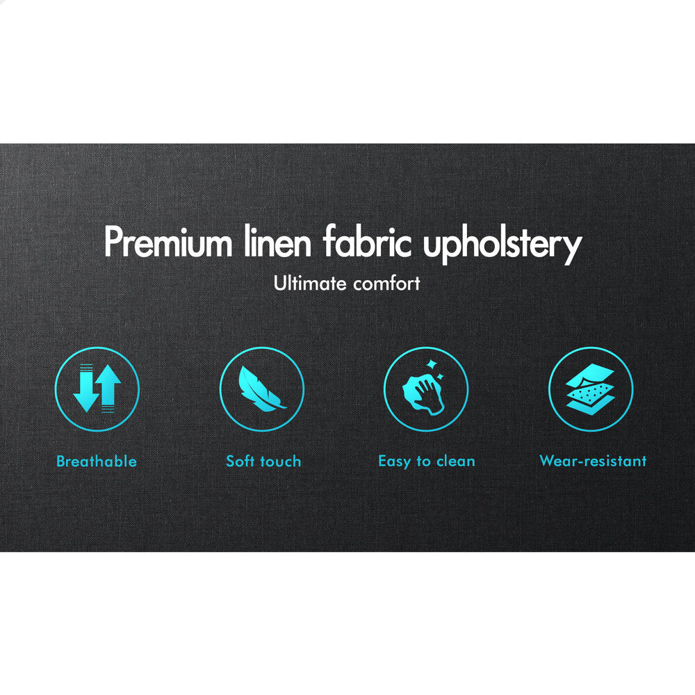 Maryam Upholstered Bed Base Charcoal