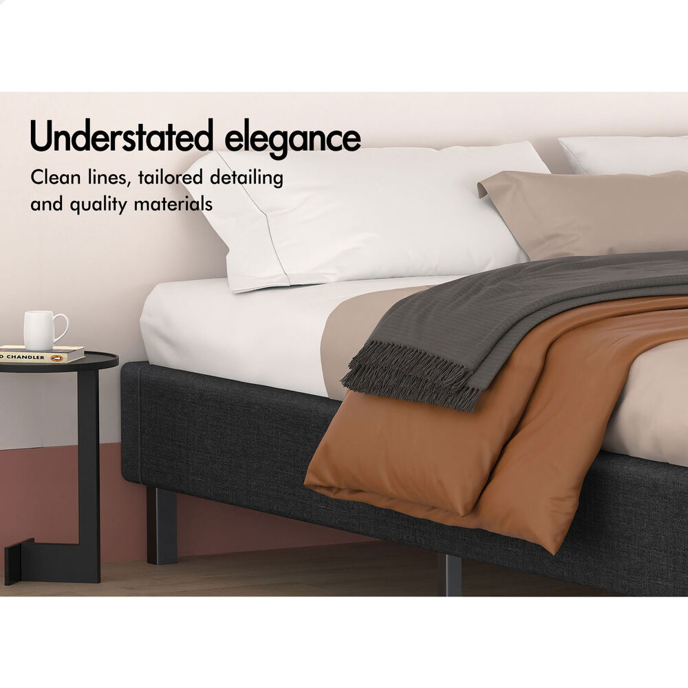 Maryam Upholstered Bed Base Charcoal