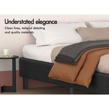 Maryam Upholstered Bed Base Charcoal